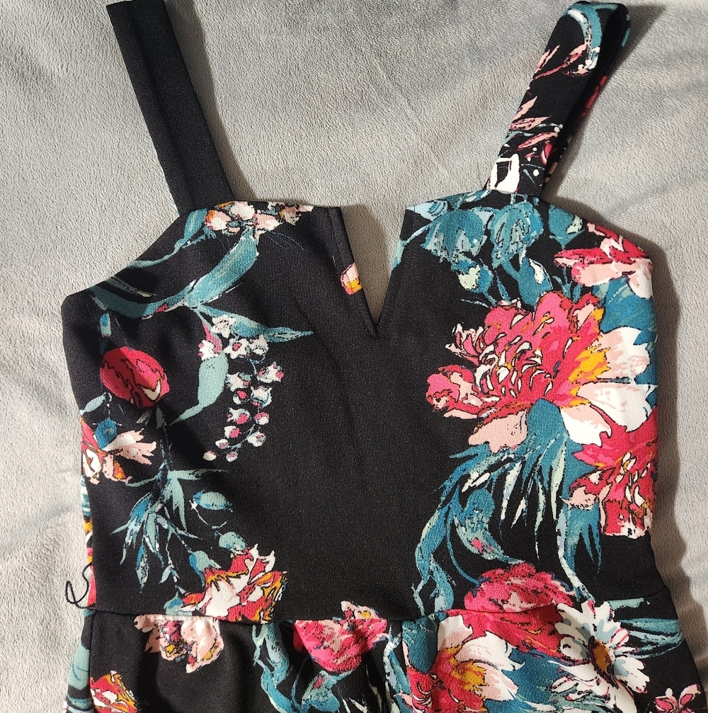 Xhilaration Black Floral Jumpsuit